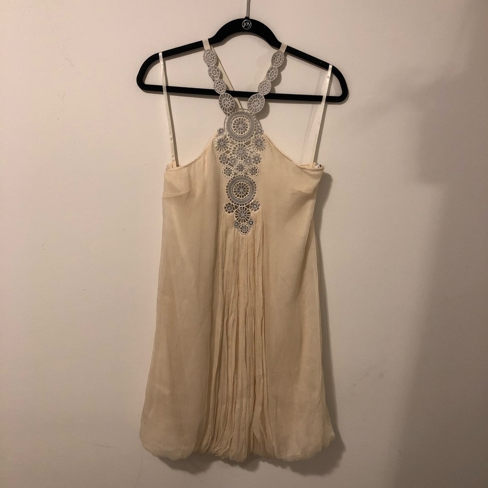 Catherine Malandrino White Silk Summer Boho Dress
